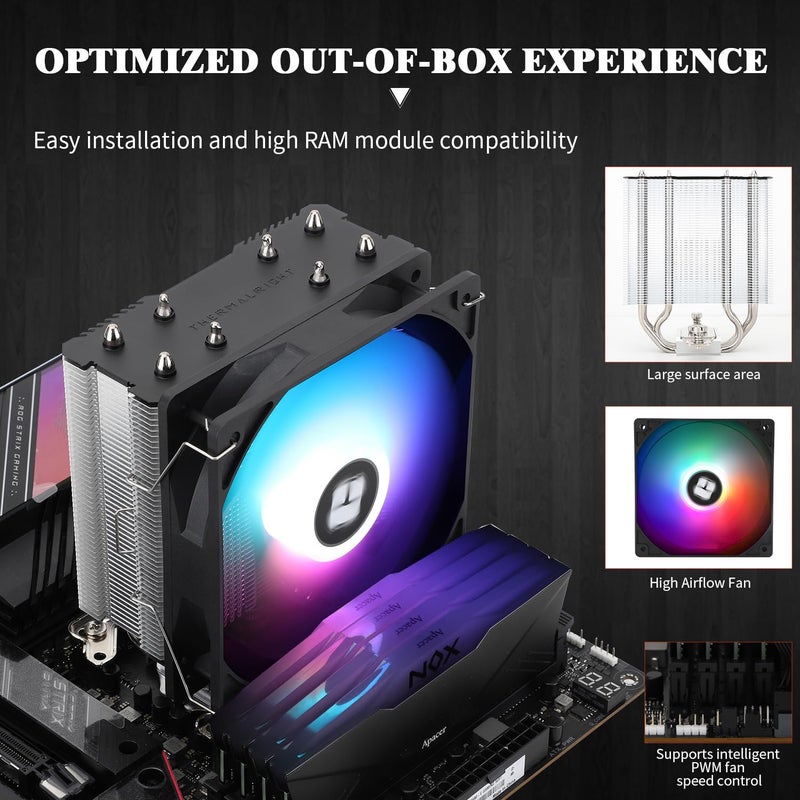 Thermalright مبرد المعالج Assassin X 120R SE V2، 4×6mm أنابيب حرارية، سرعة 1550RPM مروحة RGB PWM هادئة بمقاس 120mm مع محمل S-FDB، لـ AMD AM4 AM5/Intel 1700/1150/1151/1200/1851 - Image 5